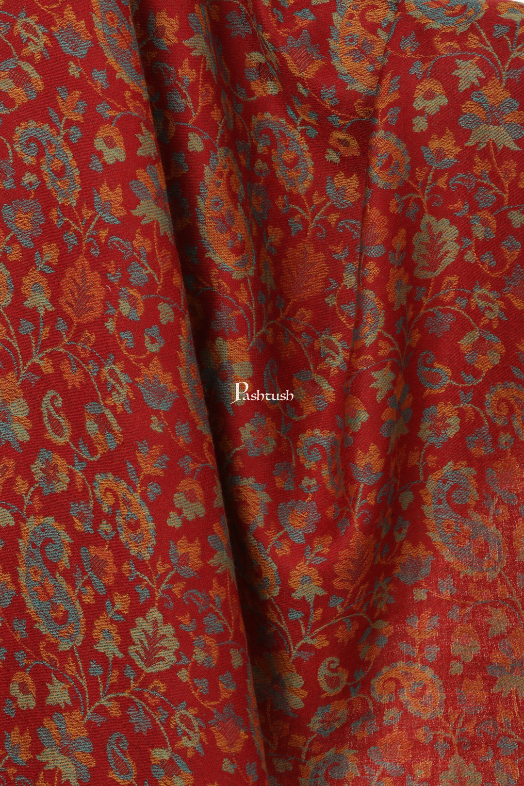 Pashtush India Womens Stoles and Scarves Scarf Pashtush Women'S Soft Wool, Reversible Stole, Scarf, Ethnic Weave, Deep Maroon