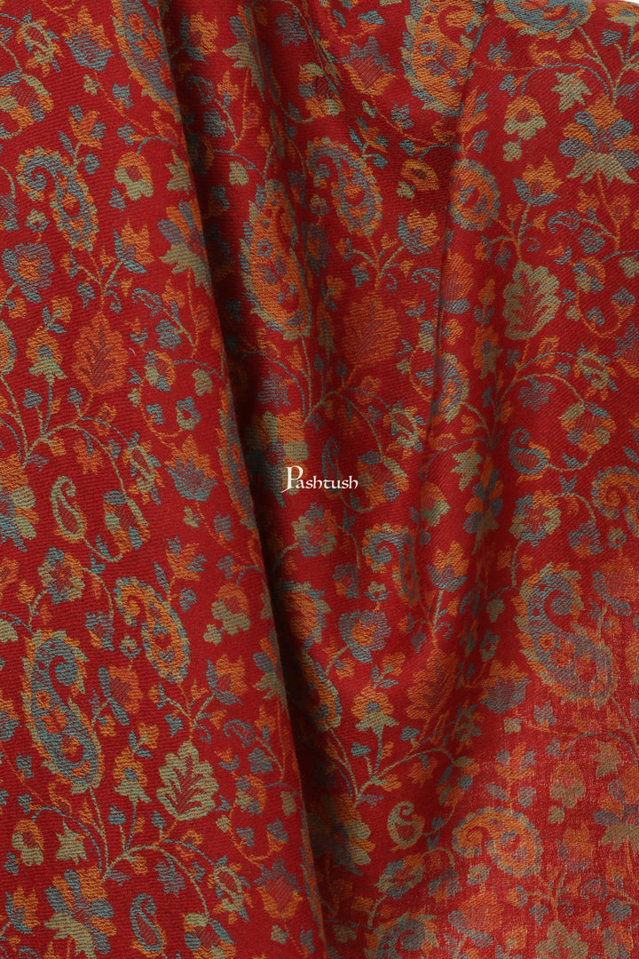 Pashtush India Womens Stoles and Scarves Scarf Pashtush Women'S Soft Wool, Reversible Stole, Scarf, Ethnic Weave, Deep Maroon
