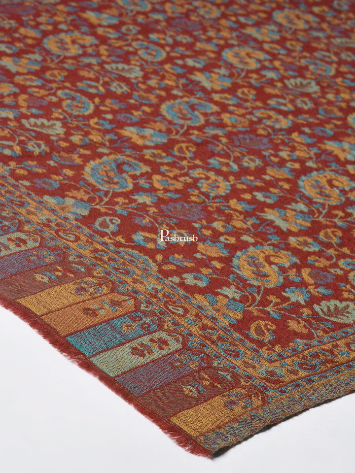 Pashtush India Womens Stoles and Scarves Scarf Pashtush Women'S Soft Wool, Reversible Stole, Scarf, Ethnic Weave, Deep Maroon