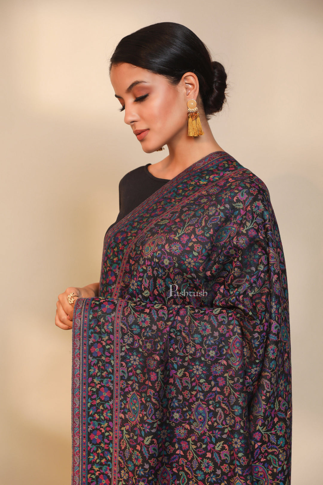 Pashtush India Womens Stoles and Scarves Scarf Pashtush women  stole, ethnic weave design, multi color