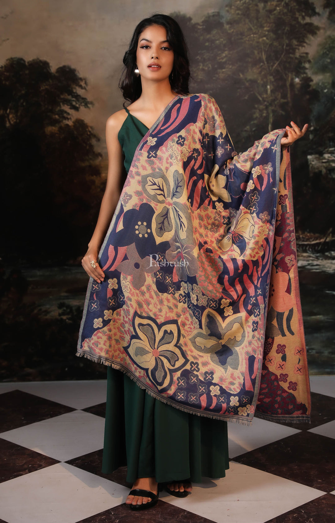 Pashtush India Womens Stoles and Scarves Scarf Pashtush women stole, multi color