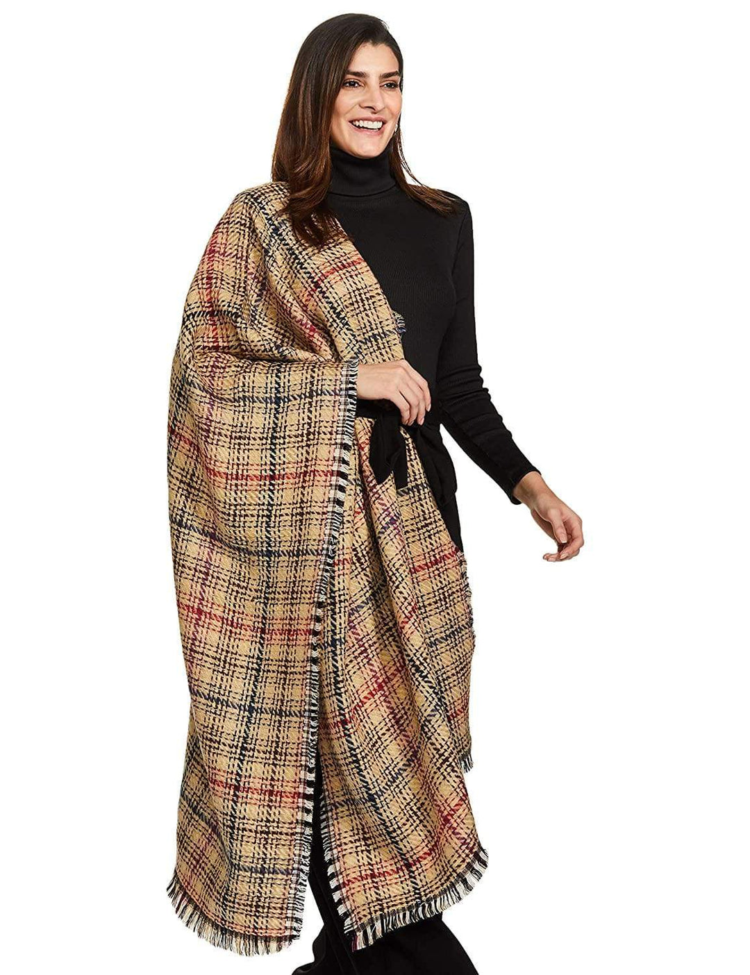 Pashtush India 70x200 Pashtush Women Thick and Warm Woollen Scarf, Reversible Checks
