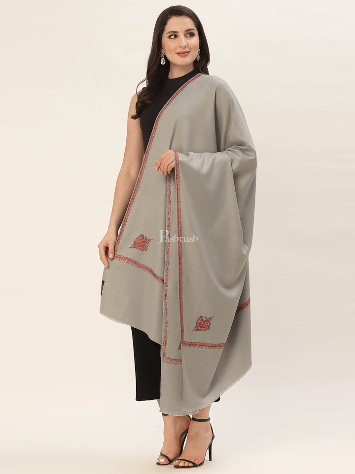 Pashtush India Womens Shawls Pashtush Womens 100% Hand Embroidery Shawl Woollen Kingri