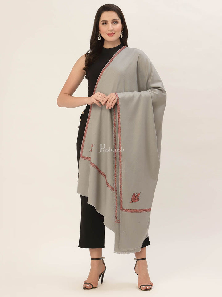 Pashtush India Womens Shawls Pashtush Womens 100% Hand Embroidery Shawl Woollen Kingri