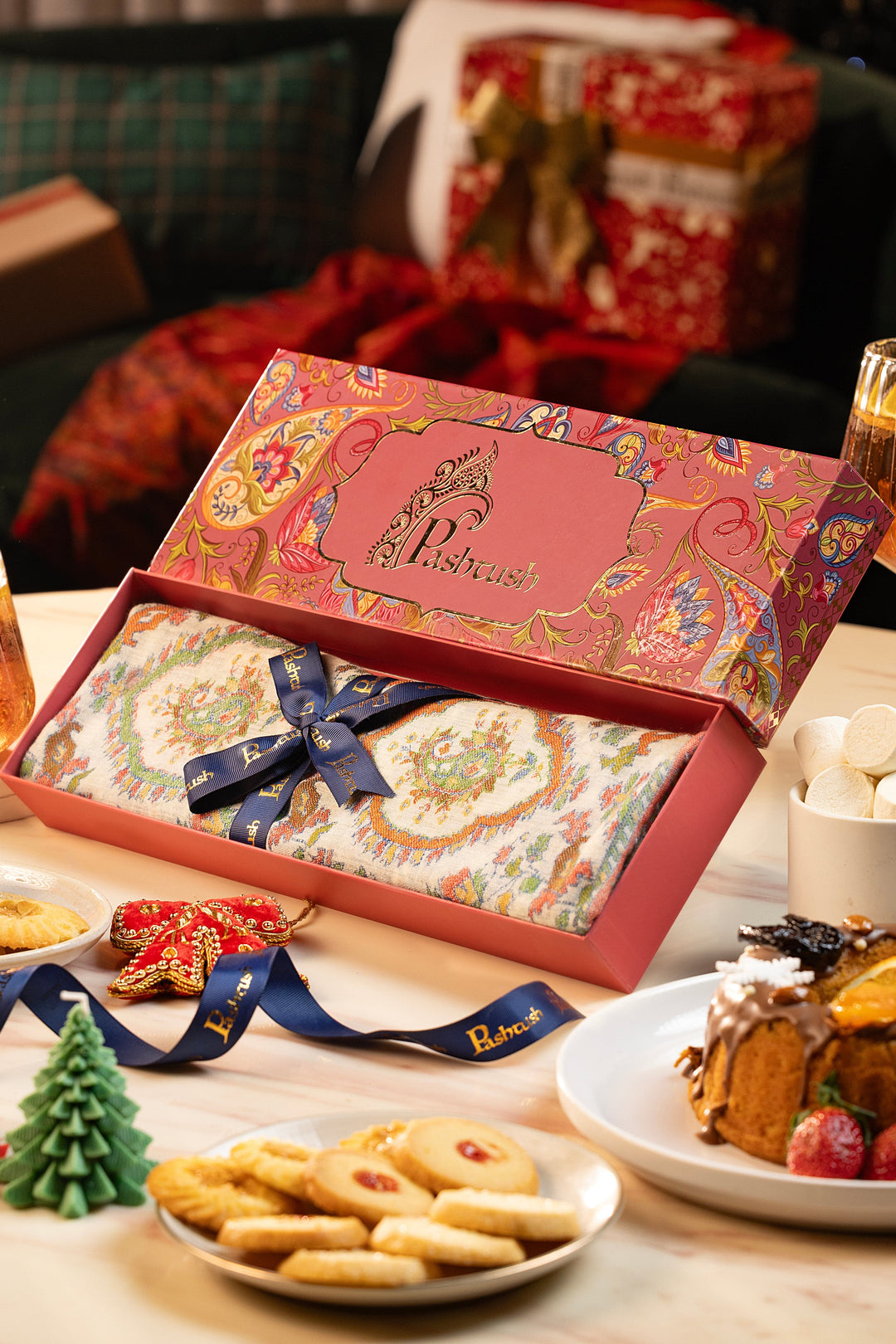 Pashtush India Gift Pack Pashtush Womens 100% Pure Wool Ethnic Stole, With Woolmark Certification