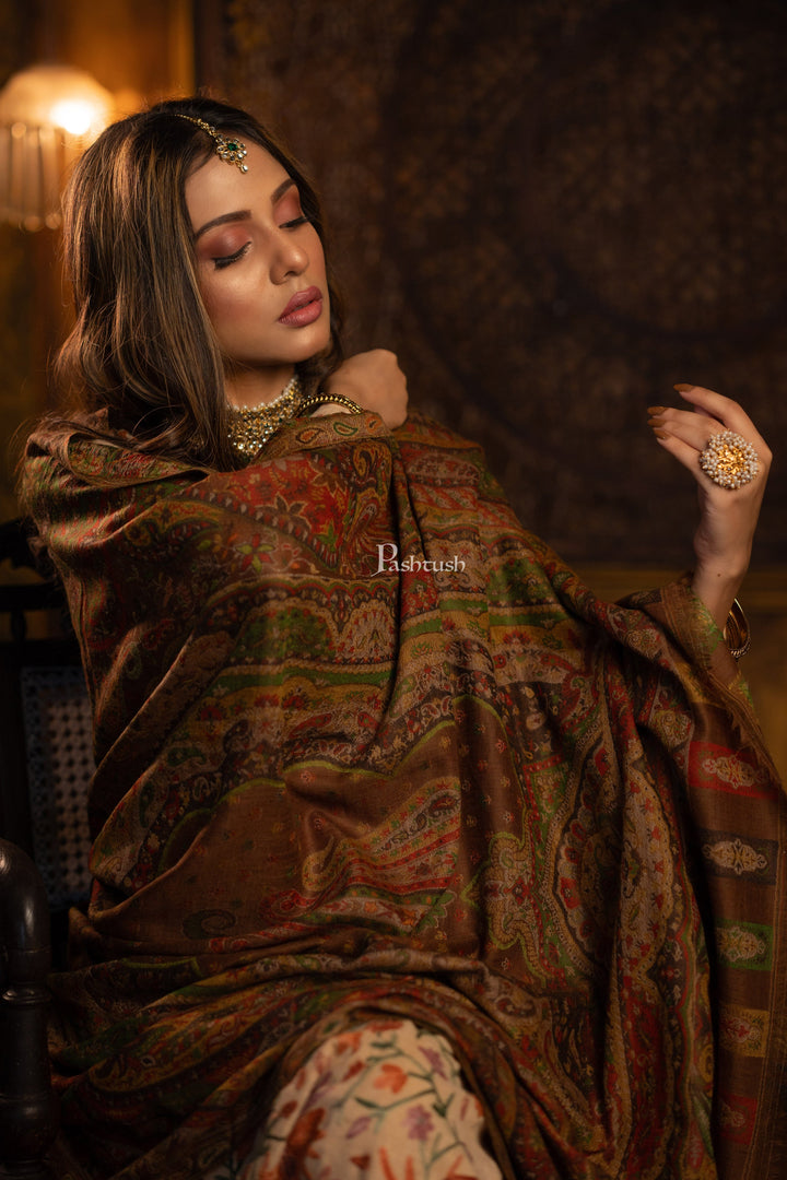 Pashtush India Womens Shawls Pashtush Womens 100% Pure Wool With Woolmark Certificate Shawl, Pasiley Weave&