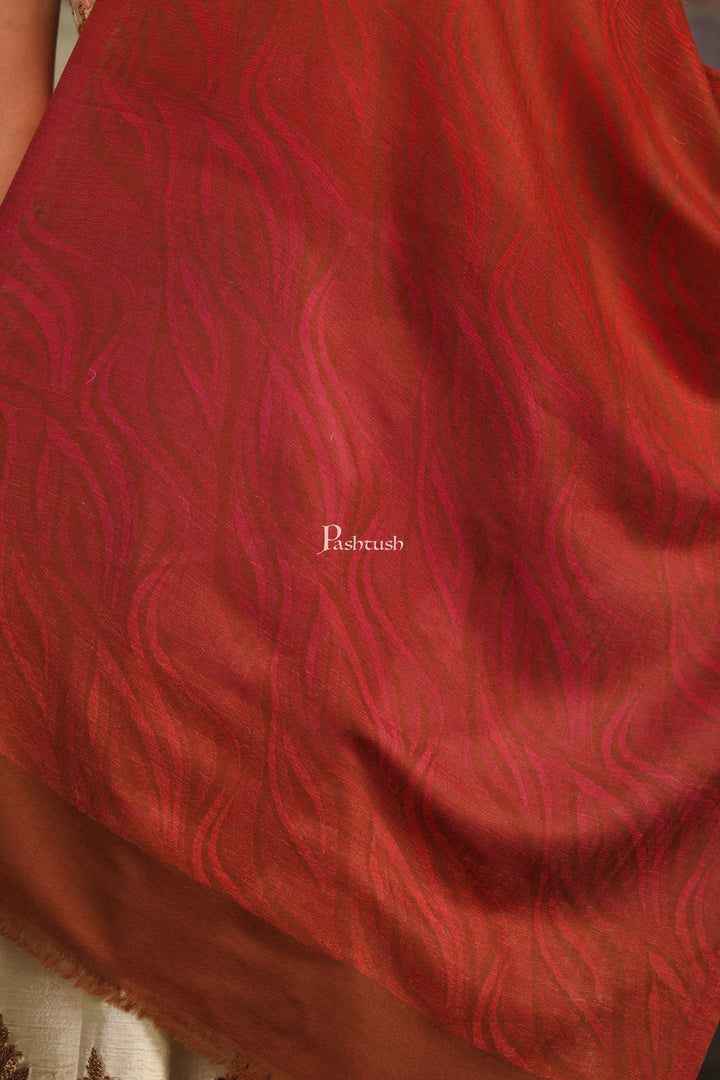 Pashtush India Womens Stoles and Scarves Scarf Pashtush Womens 100% Pure Wool With Woolmark Certificate Stole, Paisley Weave Design, Brown