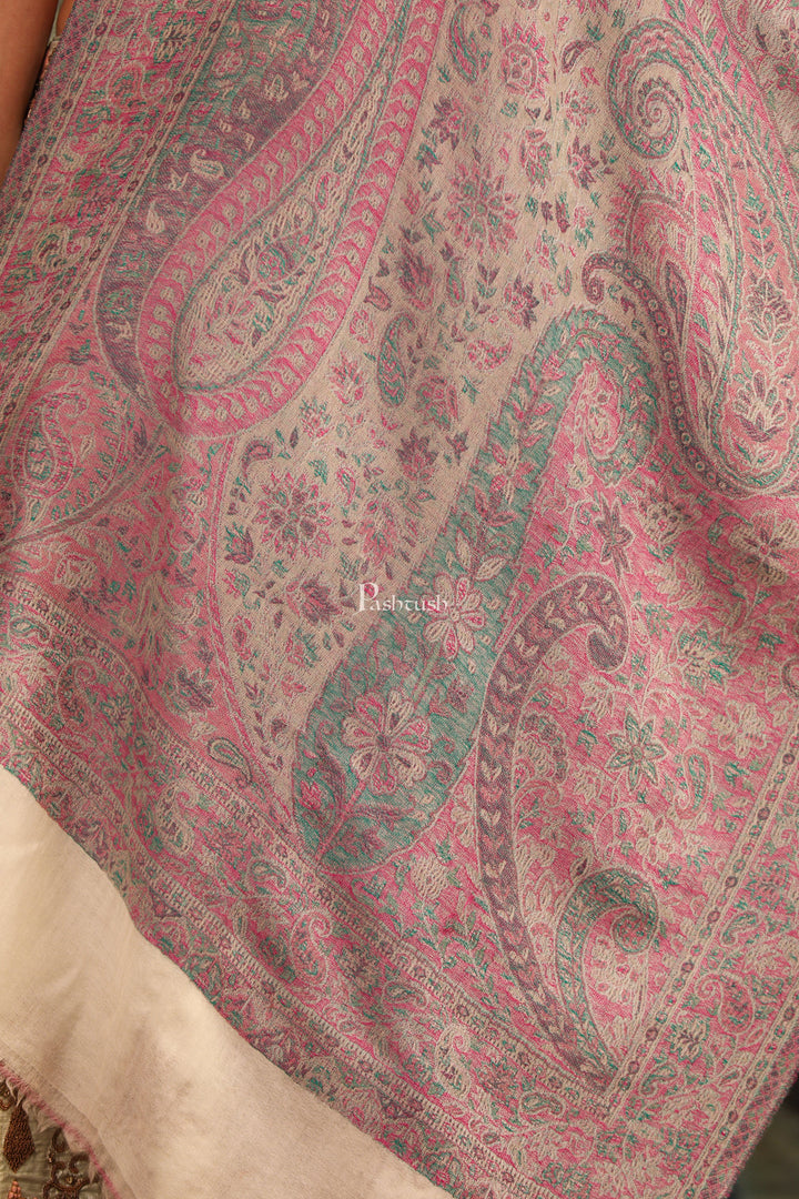 Pashtush India Womens Stoles and Scarves Scarf Pashtush Womens 100% Pure Wool With Woolmark Certificate Stole, Paisley Weave Design, Multicolour