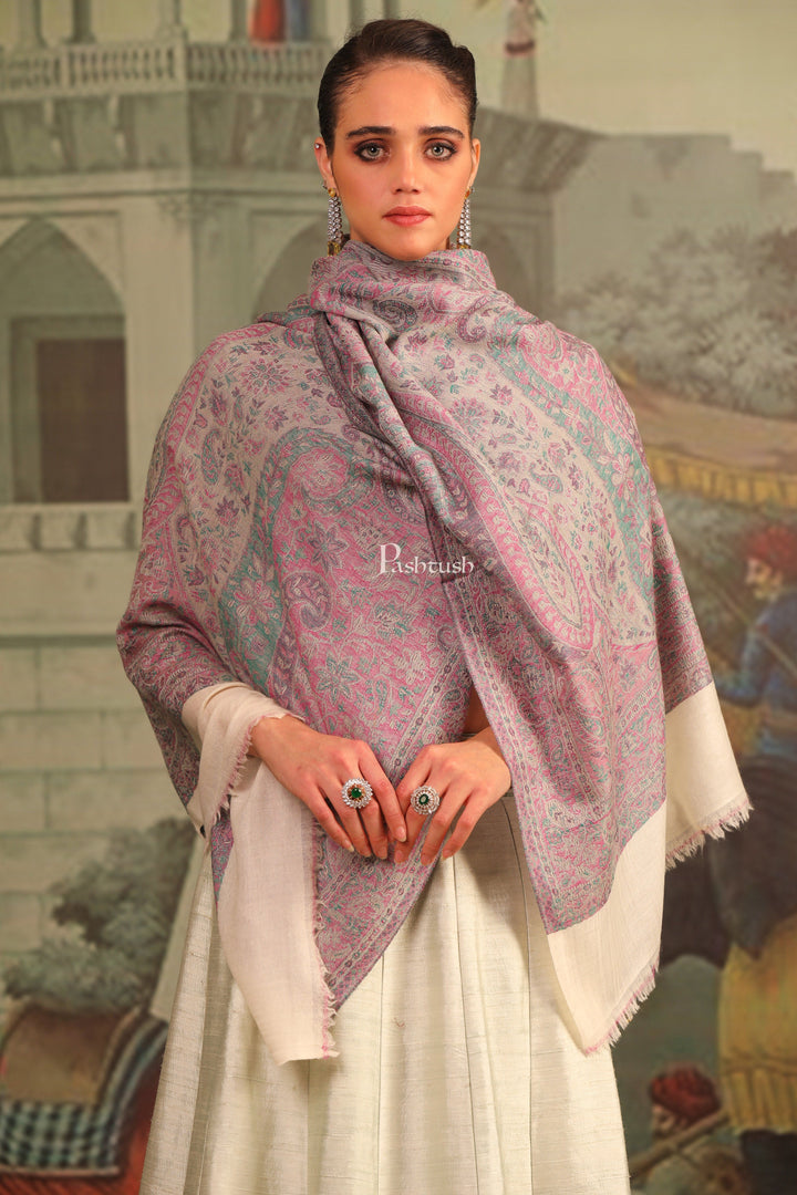 Pashtush India Womens Stoles and Scarves Scarf Pashtush Womens 100% Pure Wool With Woolmark Certificate Stole, Paisley Weave Design, Multicolour