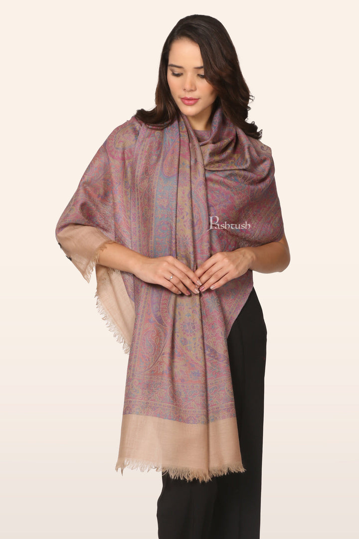 Pashtush India Womens Stoles and Scarves Scarf Pashtush Womens 100% Pure Wool With Woolmark Certificate Stole, Pasiley Weave&