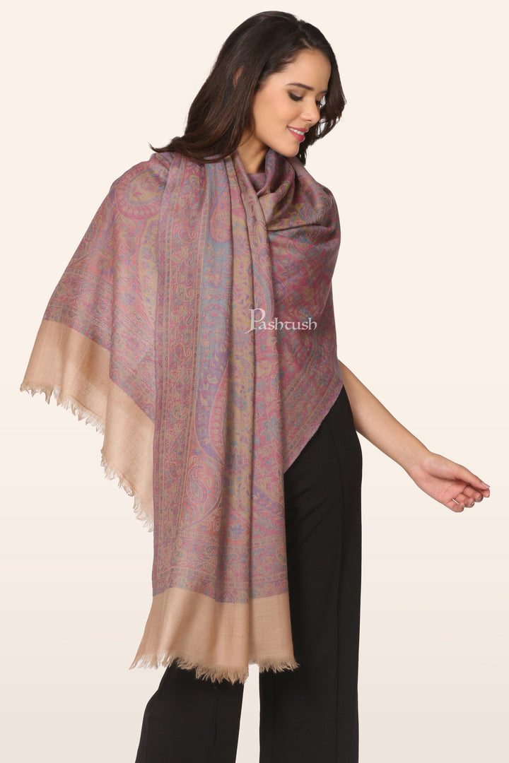 Pashtush India Womens Stoles and Scarves Scarf Pashtush Womens 100% Pure Wool With Woolmark Certificate Stole, Pasiley Weave&