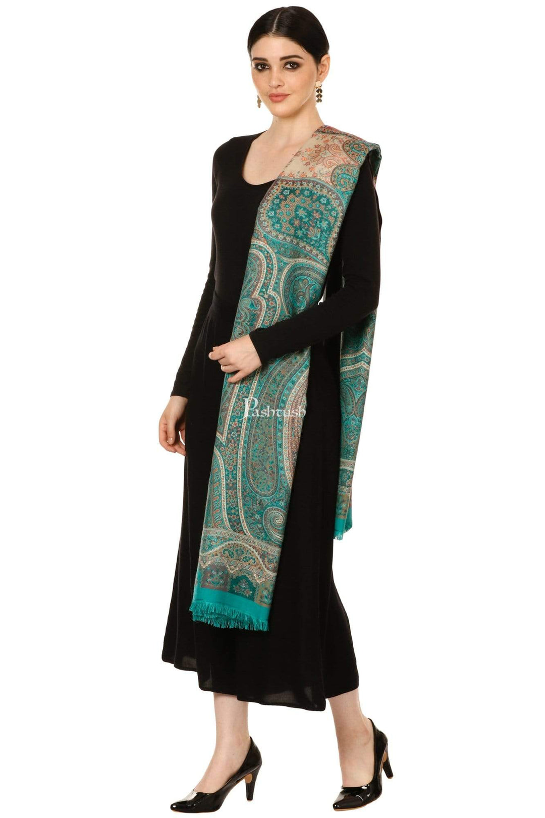 Pashtush Shawl Store Shawl Pashtush Womens Antique Heritage Design, Jamawar Shawl, Fine Wool
