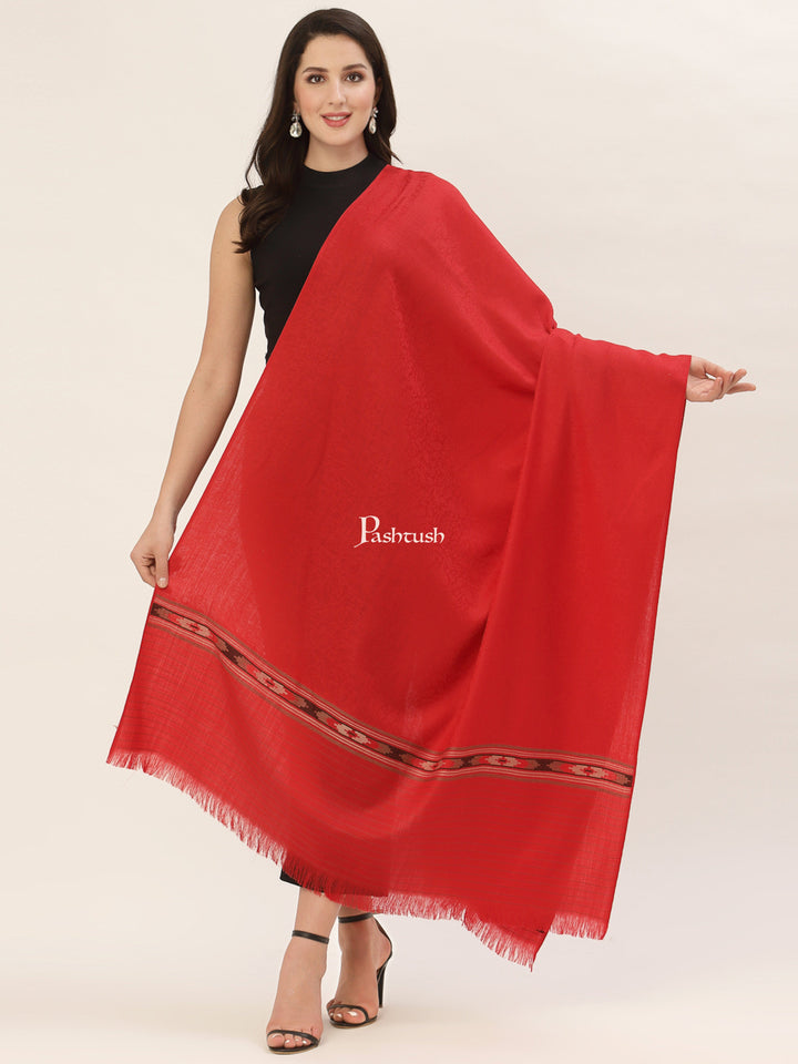 Pashtush India Womens Shawls Pashtush Womens Aztec Weave Shawl From Himachal, Red