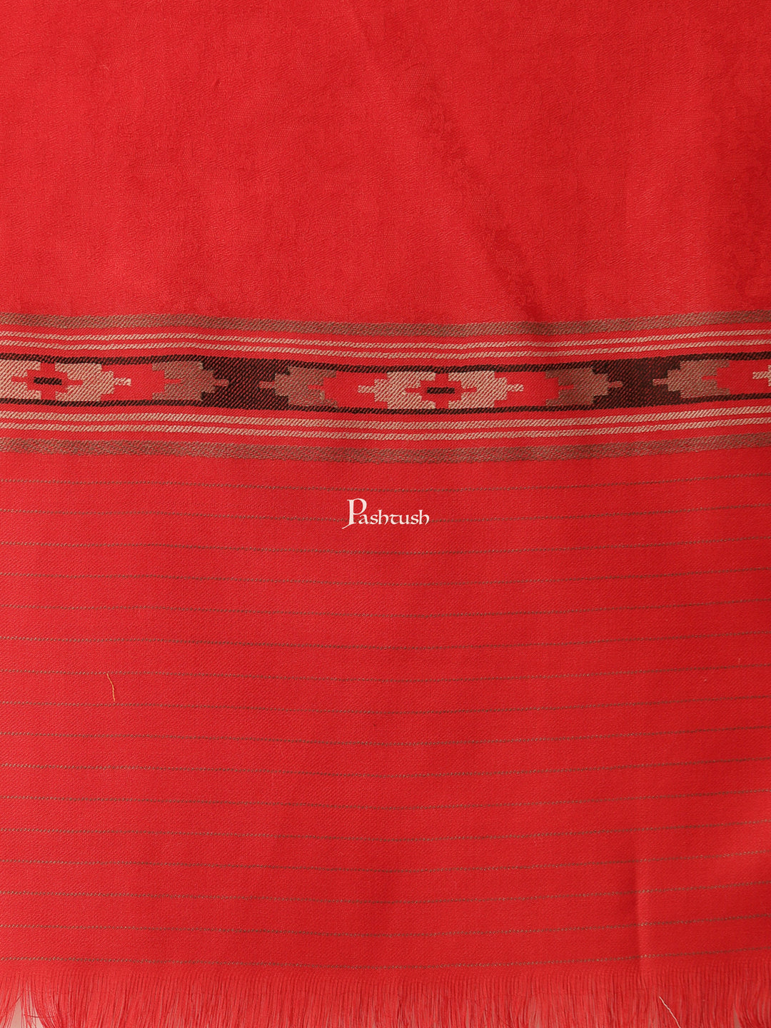 Pashtush India Womens Shawls Pashtush Womens Aztec Weave Shawl From Himachal, Red