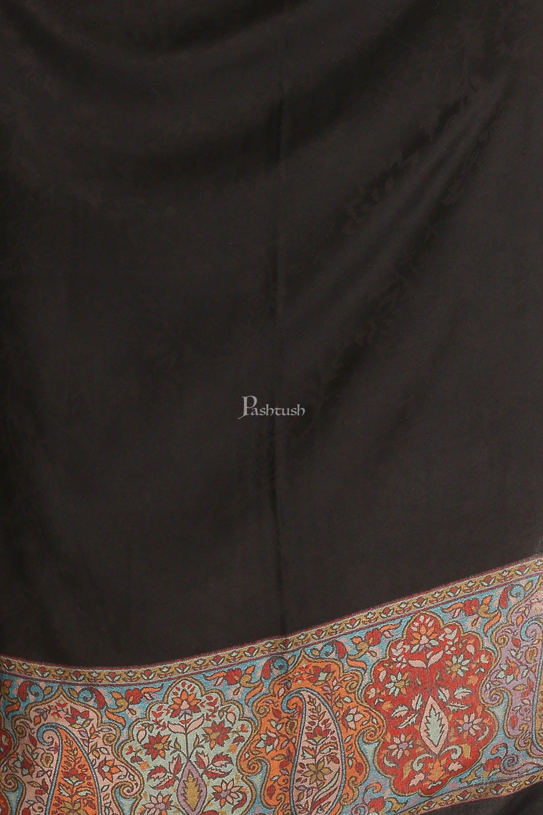 Pashtush India Womens Stoles and Scarves Scarf Pashtush Womens Bamboo Scarf, Woven Paisley Soft And Natural,Black