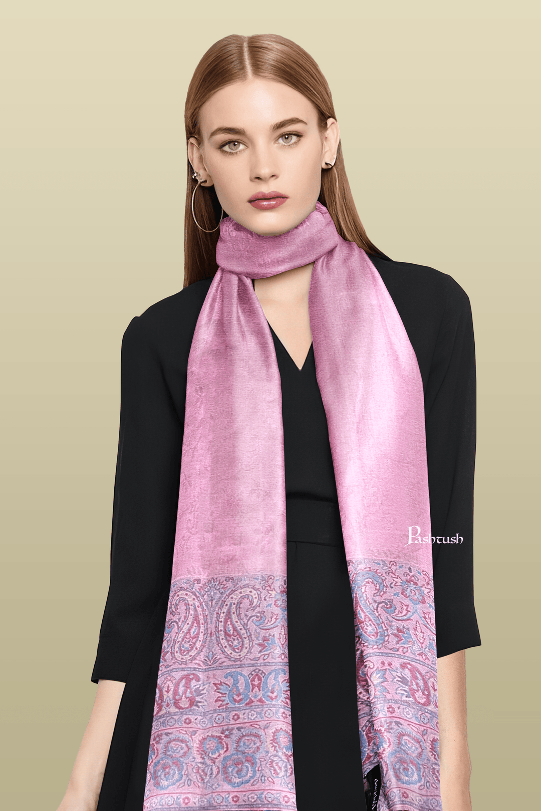 Pashtush India womens scarf and Stoles Pashtush Womens Bamboo Scarf, Woven Paisley Soft And Natural, Pink