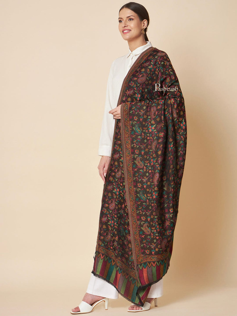 Pashtush India Womens Shawls Pashtush Womens Bamboo Shawl, Ethnic  Woven Design, Multicolour