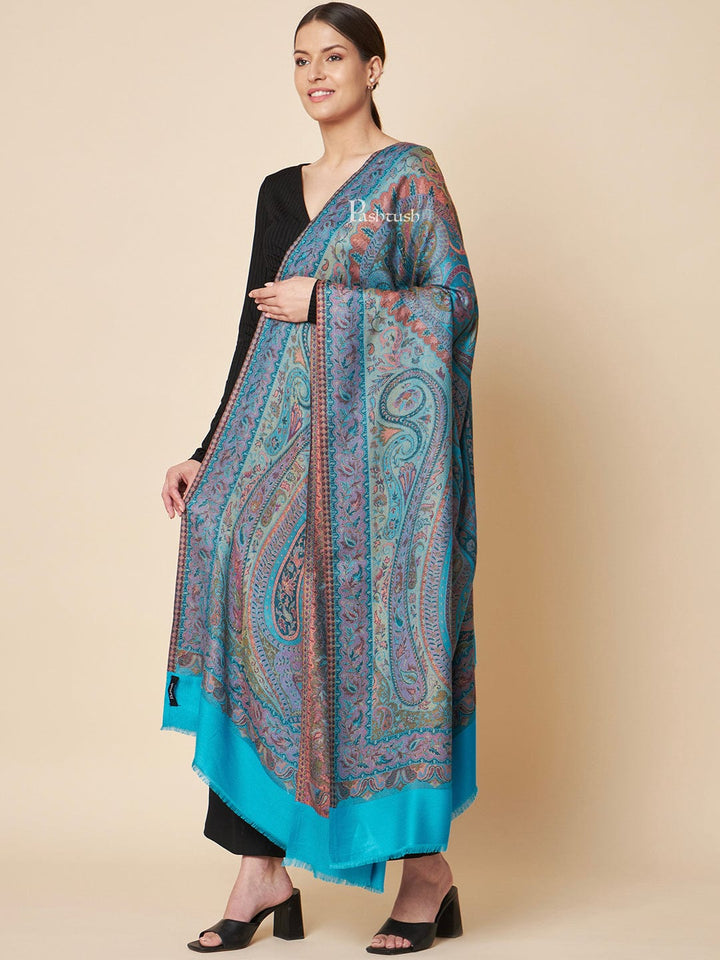 Pashtush India Womens Shawls Pashtush Womens Bamboo Shawl, Extra Soft Jamawar Paisley Design, Multicolour
