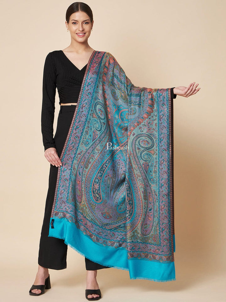 Pashtush India Womens Shawls Pashtush Womens Bamboo Shawl, Extra Soft Jamawar Paisley Design, Multicolour