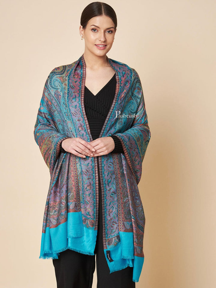 Pashtush India Womens Shawls Pashtush Womens Bamboo Shawl, Extra Soft Jamawar Paisley Design, Multicolour