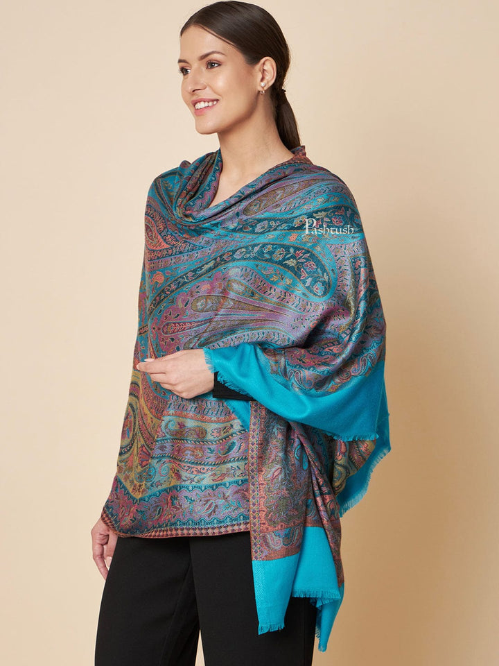 Pashtush India Womens Shawls Pashtush Womens Bamboo Shawl, Extra Soft Jamawar Paisley Design, Multicolour