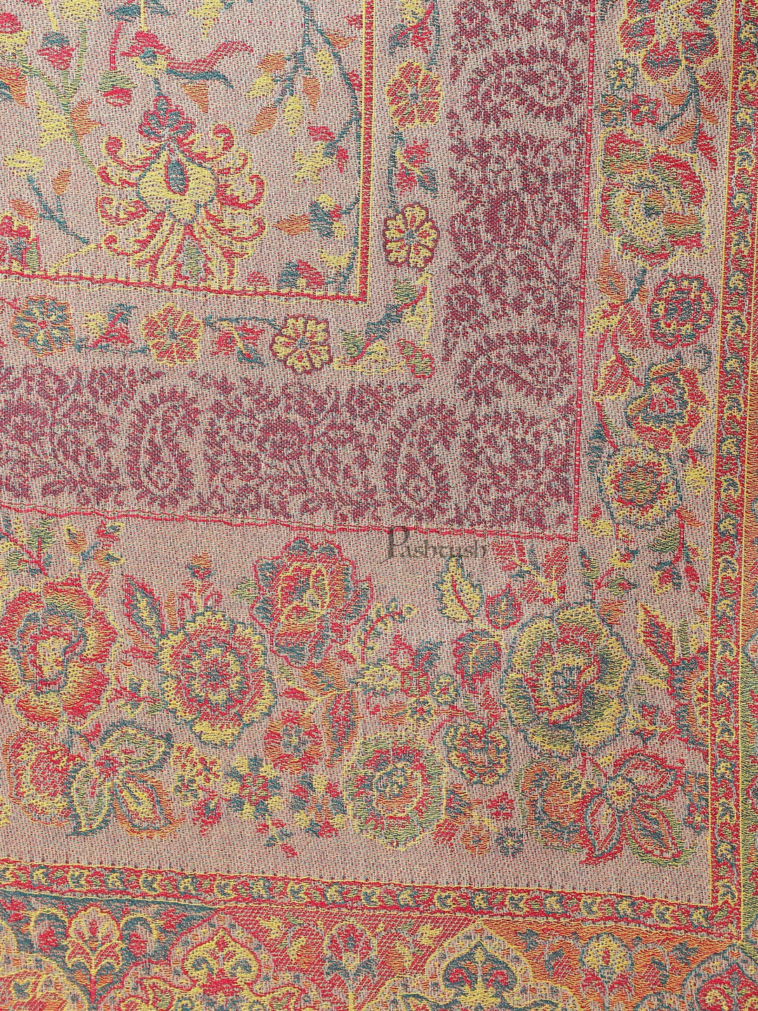 Pashtush India Womens Shawls Pashtush womens bamboo shawl, Floral Ethnic Woven Design, Ivory