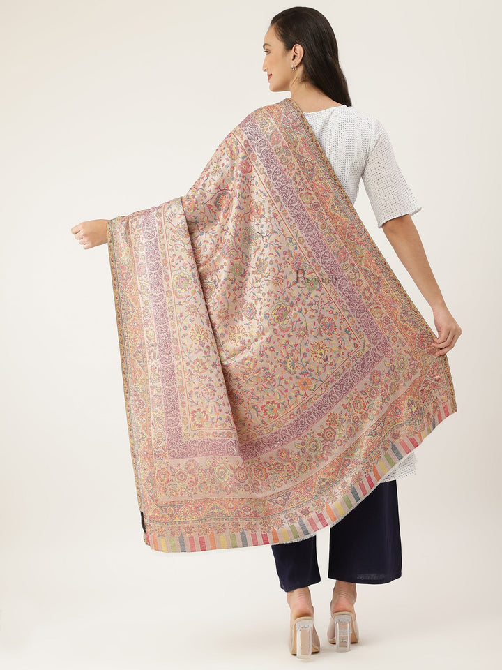 Pashtush India Womens Shawls Pashtush womens bamboo shawl, Floral Ethnic Woven Design, Ivory