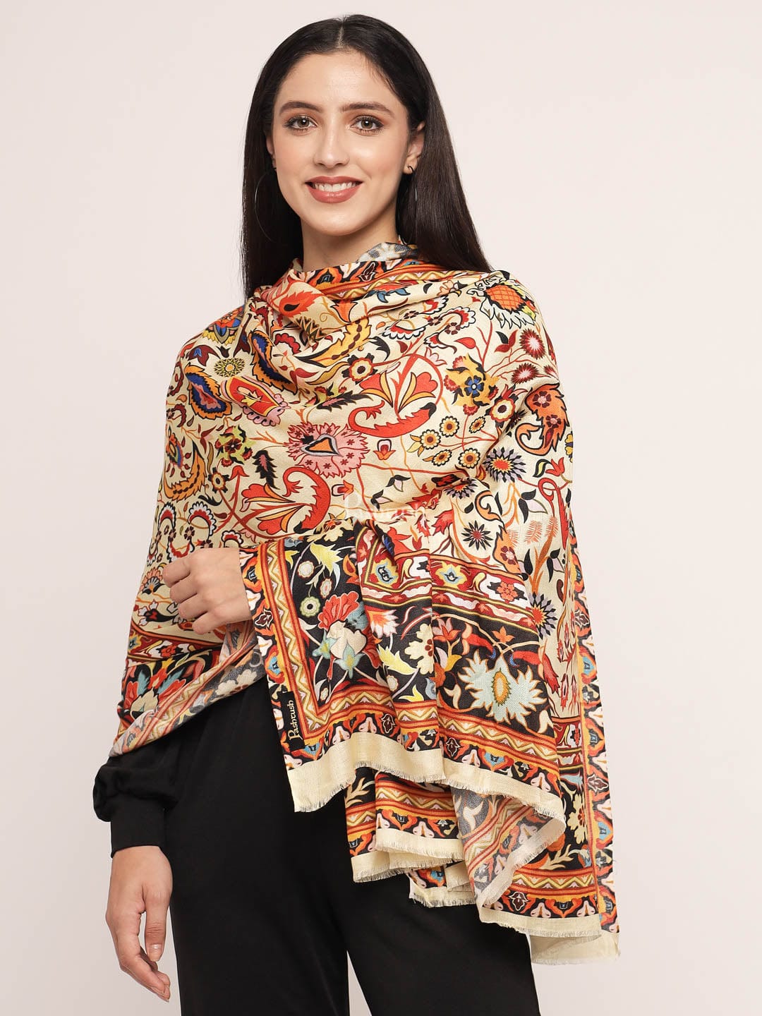 Pashtush India Womens Shawls Pashtush womens bamboo shawl, kalamkari printed design, Multicolour
