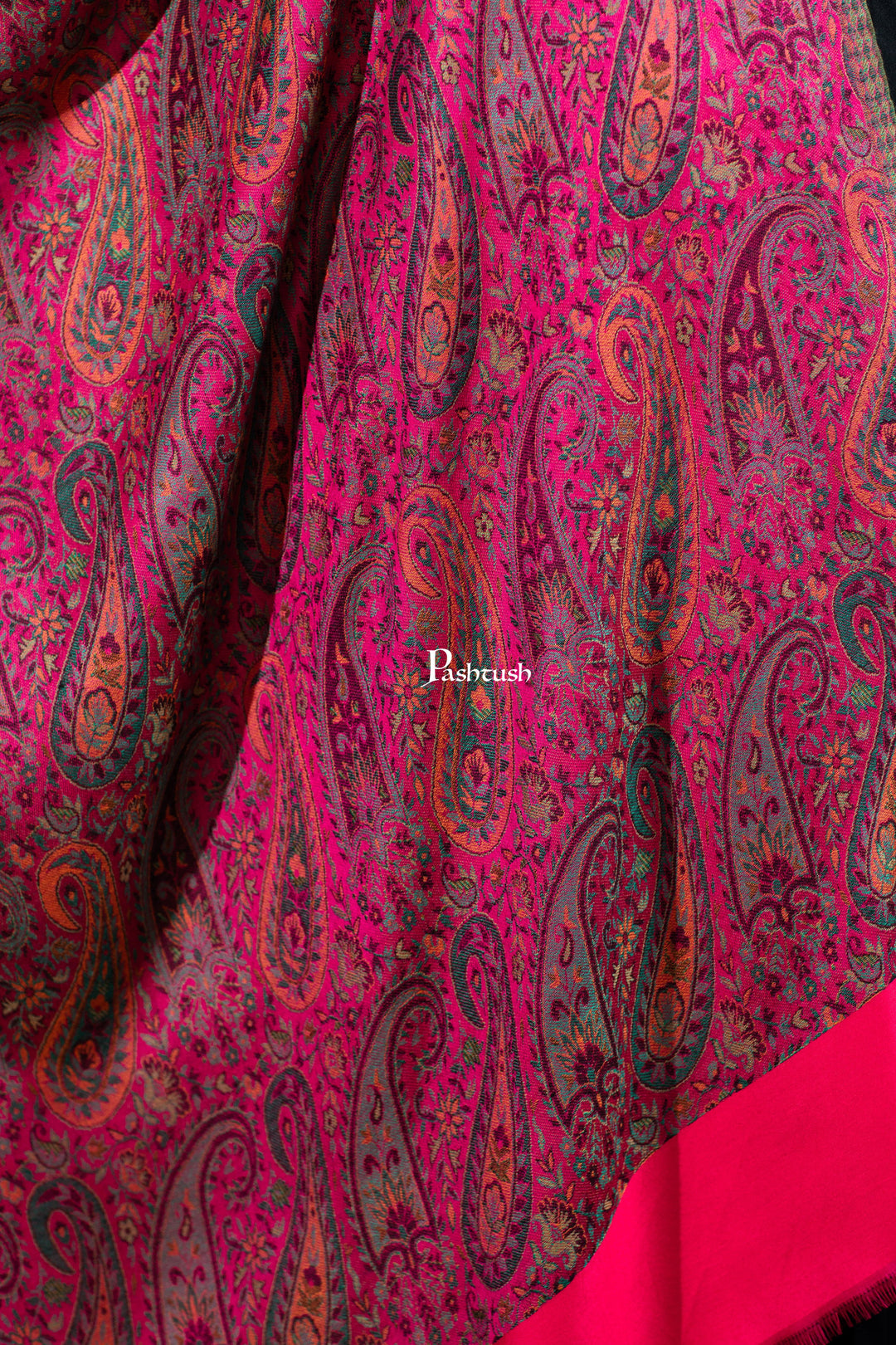 Pashtush India womens scarf and Stoles Pashtush Womens Bamboo Stole, Chanting Paisleys, Dark Pink