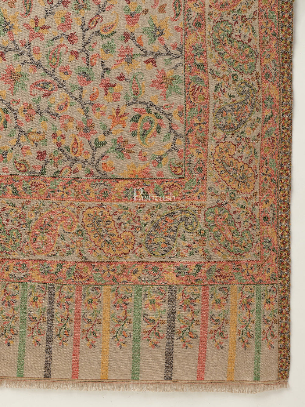 Pashtush India Womens Stoles and Scarves Scarf Pashtush womens Bamboo stole, ETHNIC design, Beige