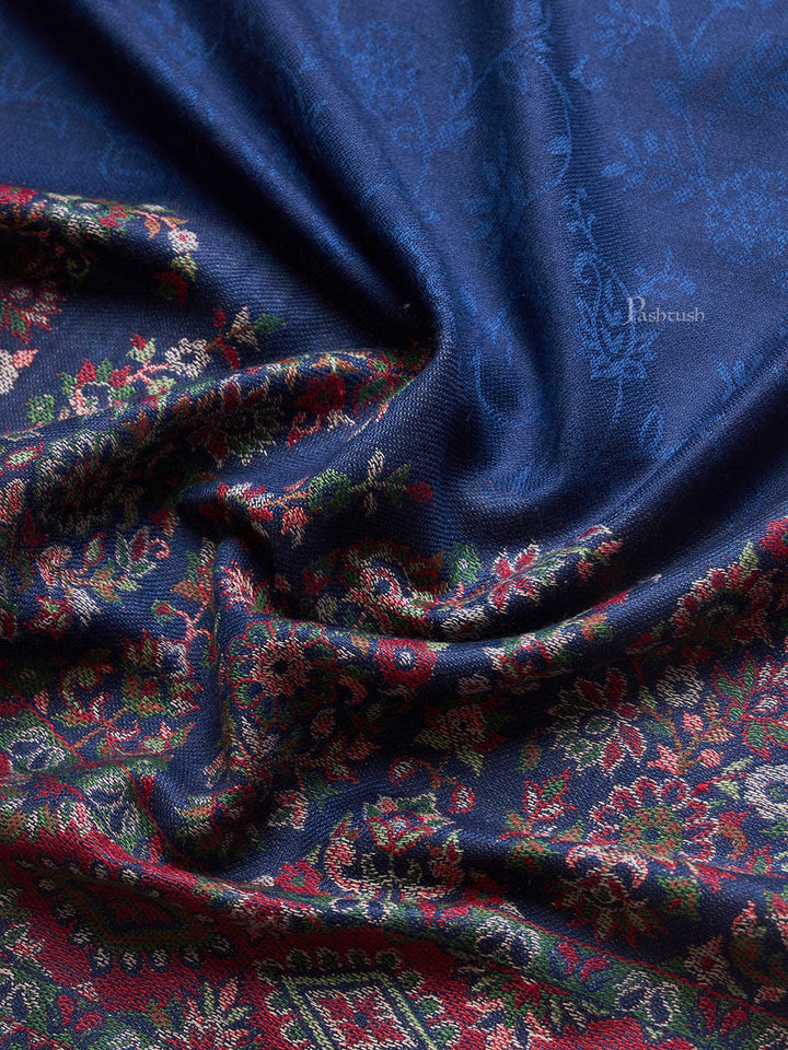 Pashtush India Womens Stoles and Scarves Scarf Pashtush Womens Bamboo Stole, Paisley Palla Design, Deep Blue