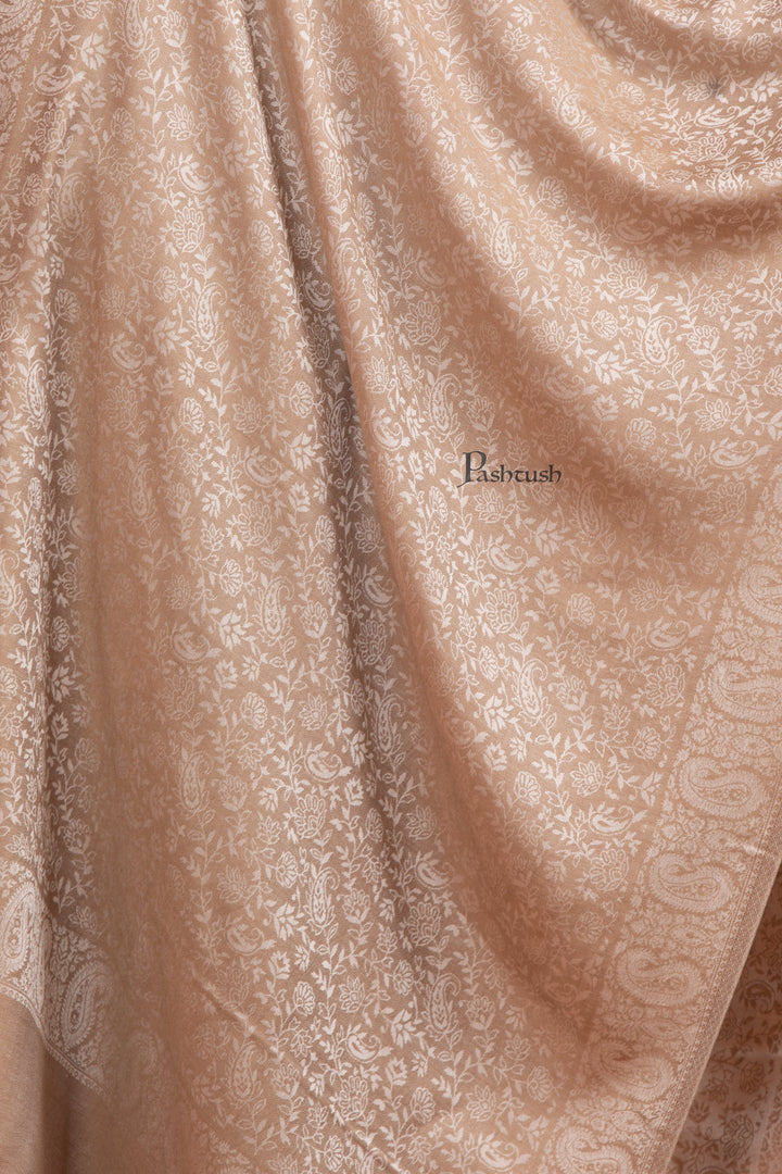 Pashtush India womens scarf and Stoles Pashtush Womens Bamboo Stole, Pasiley Weave Design, Taupe