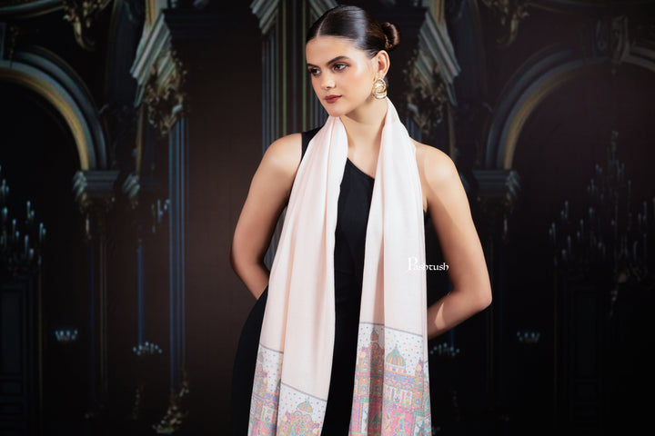 Pashtush India womens scarf and Stoles Pashtush Womens Bamboo Stole, Royal Darbar Palla Design, Peach