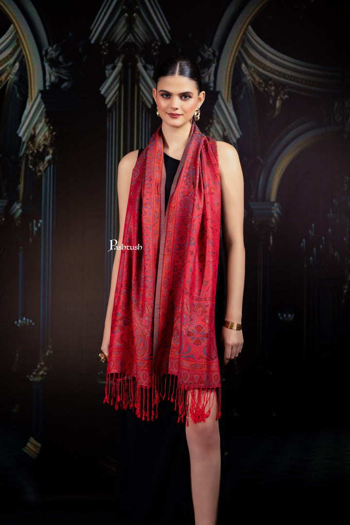 Pashtush India womens scarf and Stoles Pashtush Womens Bamboo Stole, Silky Soft, Woven Paisley Design, Serene Red