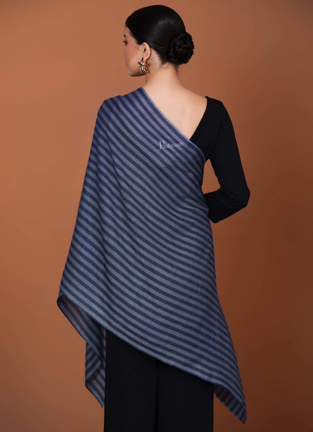 Pashtush Store Stole Pashtush Womens Cashmere and Wool Blended Scarf, Navy Blue