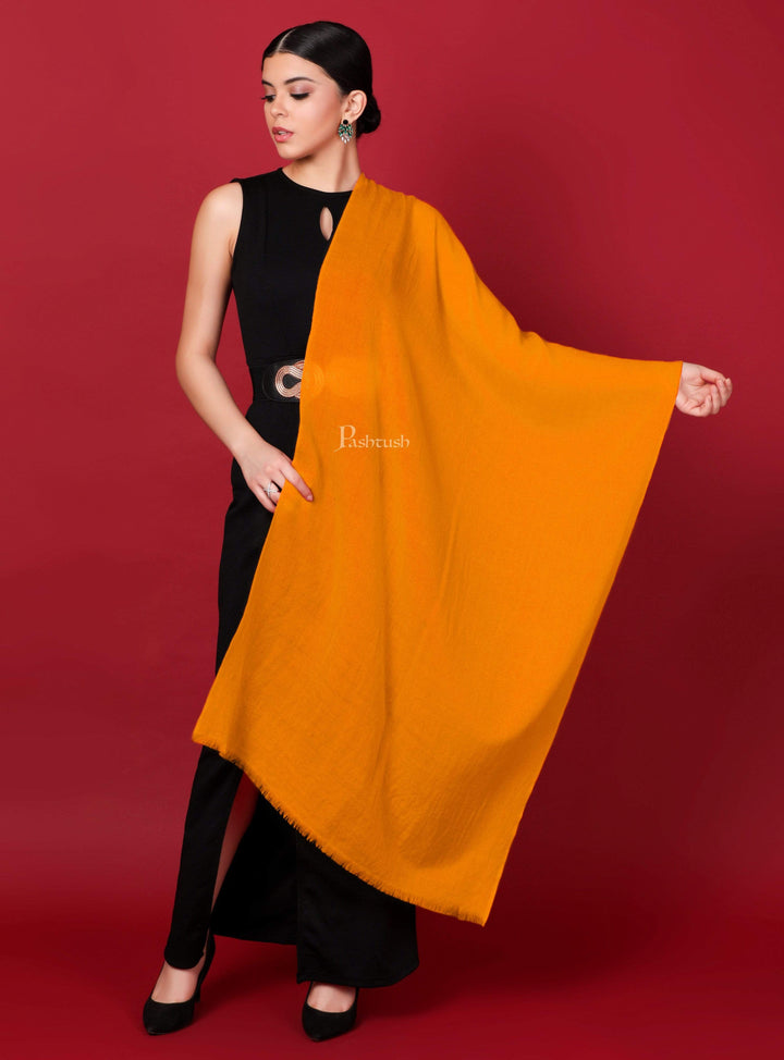 Pashtush India 70x200 Pashtush Womens Cashmere Pashmina Scarf, Diamond Weave, Vibrant Orange