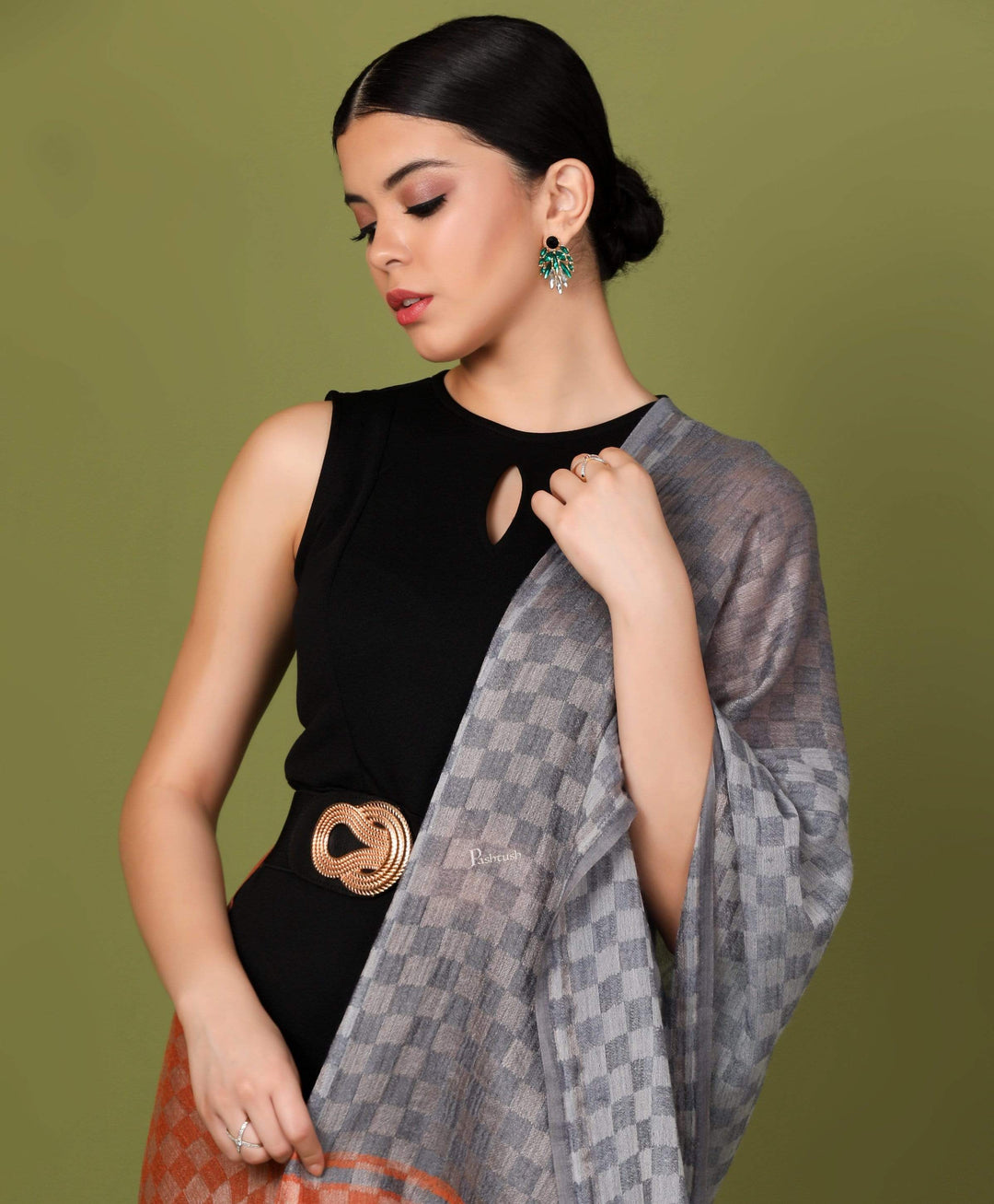 Pashtush Store Stole Pashtush Womens Cashmere Wool Scarf, Reversible Twin Coloured Scarf, Amber Skies