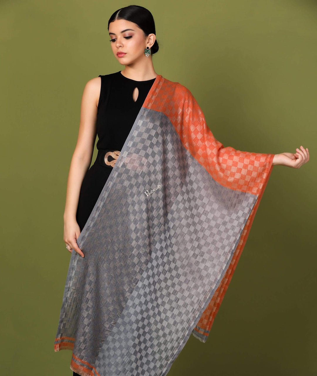 Pashtush Store Stole Pashtush Womens Cashmere Wool Scarf, Reversible Twin Coloured Scarf, Amber Skies