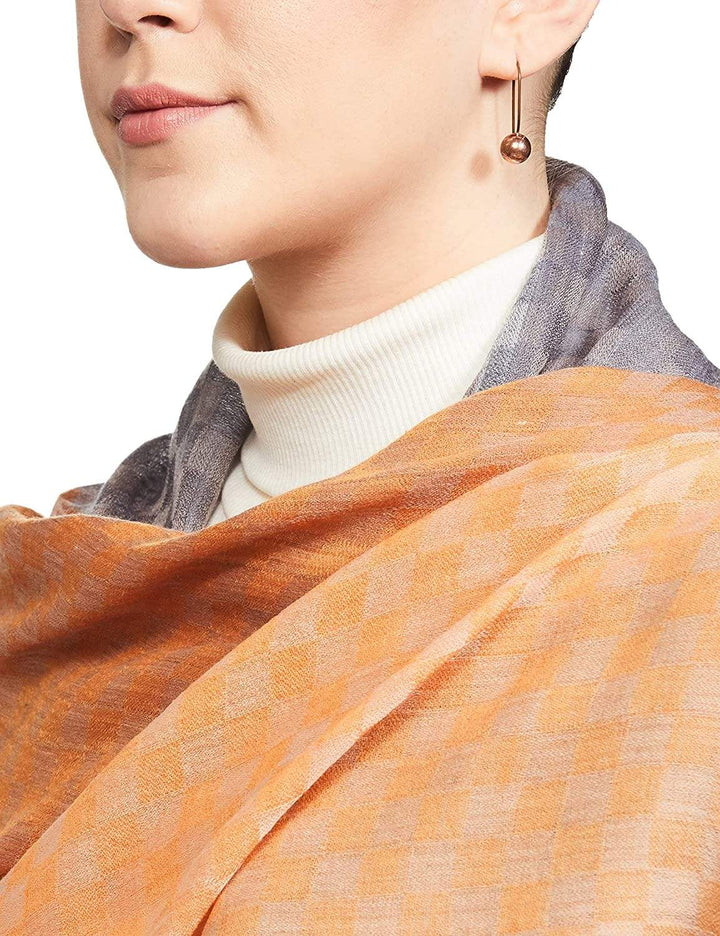Pashtush India 70x200 Pashtush Womens Cashmere Wool Scarf, Reversible Twin Coloured Scarf, Amber Skies