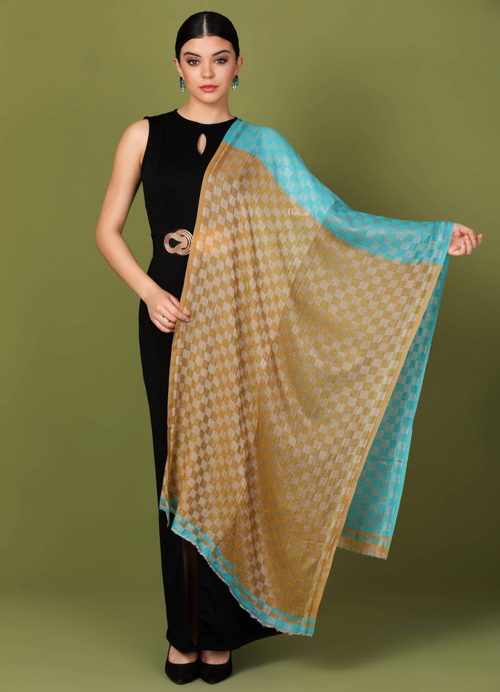 Pashtush Store Stole Pashtush Womens Cashmere Wool Scarf, Reversible Twin Coloured Scarf, Pacific Hues