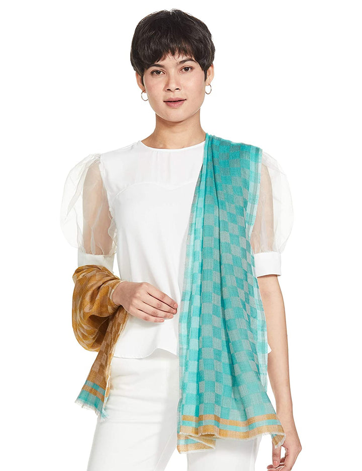 Pashtush India 70x200 Pashtush Womens Cashmere Wool Scarf, Reversible Twin Coloured Scarf, Pacific Hues