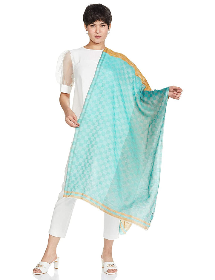 Pashtush India 70x200 Pashtush Womens Cashmere Wool Scarf, Reversible Twin Coloured Scarf, Pacific Hues