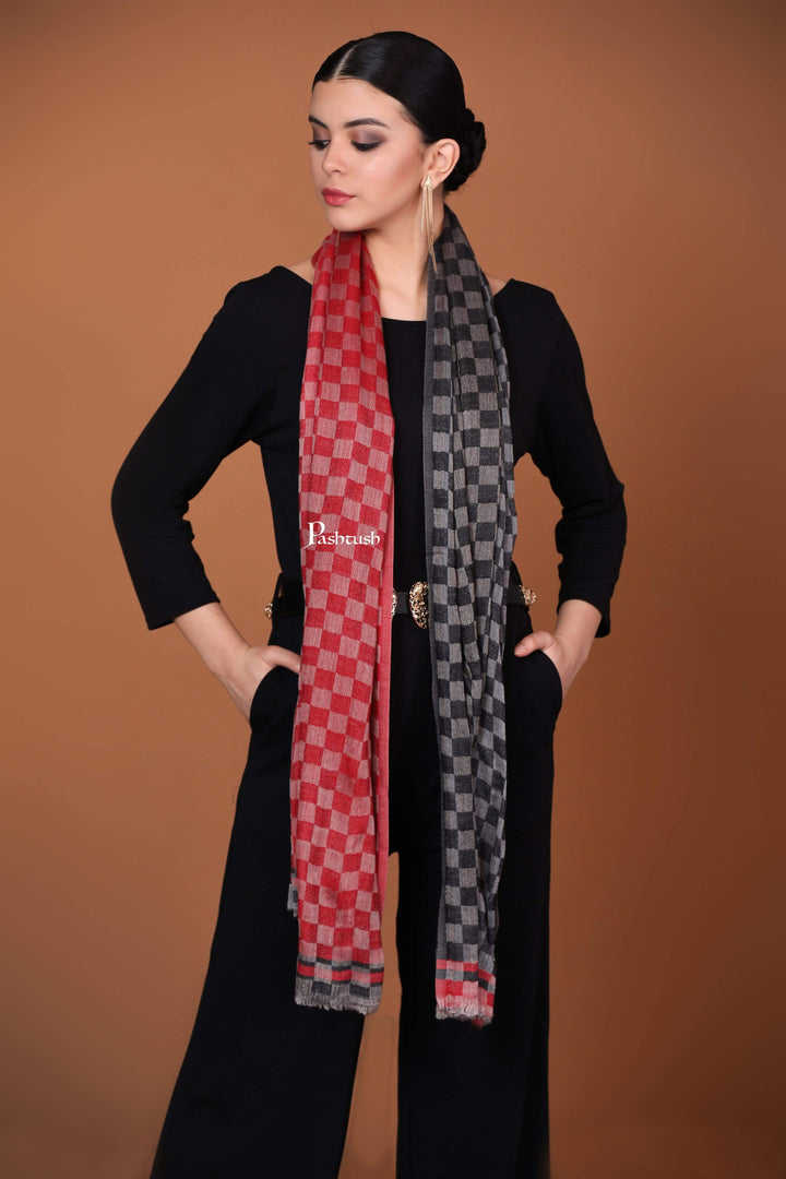 Pashtush Store Stole Pashtush Womens Cashmere Wool Scarf, Reversible Weave, Twin Coloured Scarf