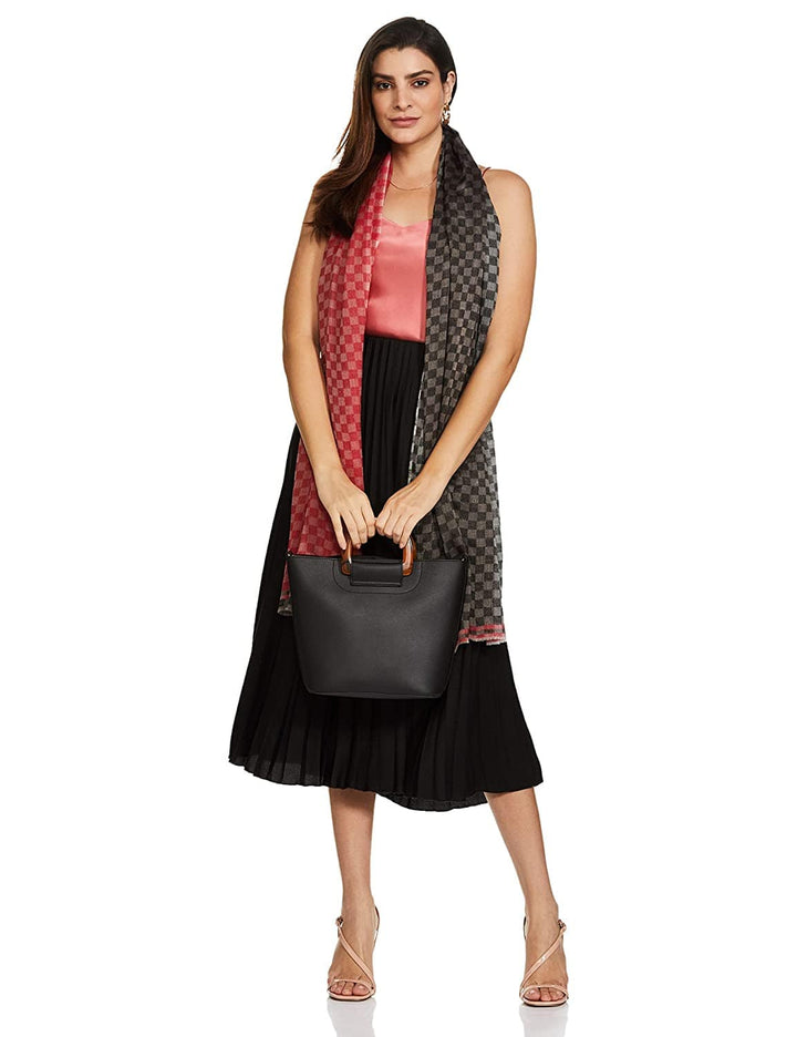 Pashtush India 70x200 Pashtush Womens Cashmere Wool Scarf, Reversible Weave, Twin Checks Scarf