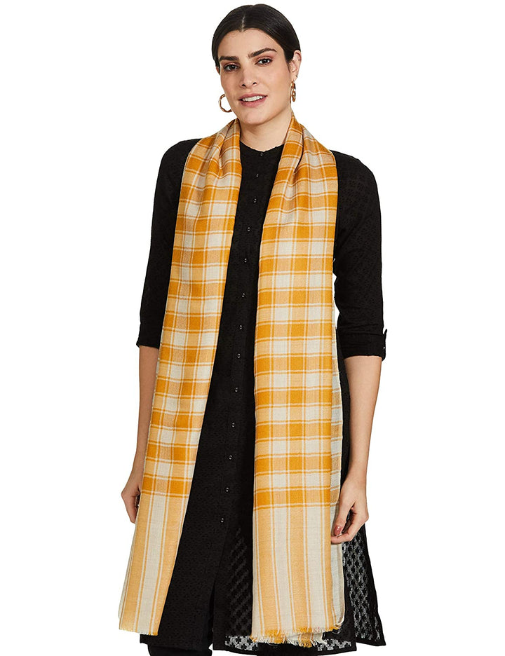 Pashtush India 100x200 Pashtush Womens Check Shawl, Ultra Soft and Warm, Fine Wool