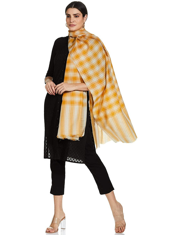 Pashtush India 100x200 Pashtush Womens Check Shawl, Ultra Soft and Warm, Fine Wool