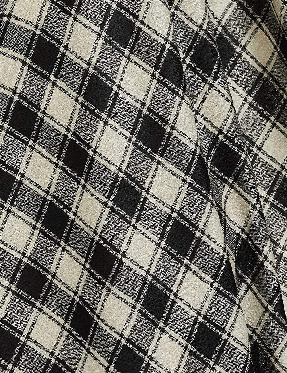Pashtush India 100x200 Pashtush Womens Check Shawl, Ultra Soft and Warm, Fine Wool, Beige and Black