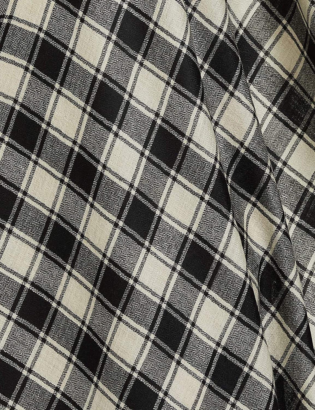 Pashtush India 100x200 Pashtush Womens Check Shawl, Ultra Soft and Warm, Fine Wool, Beige and Black