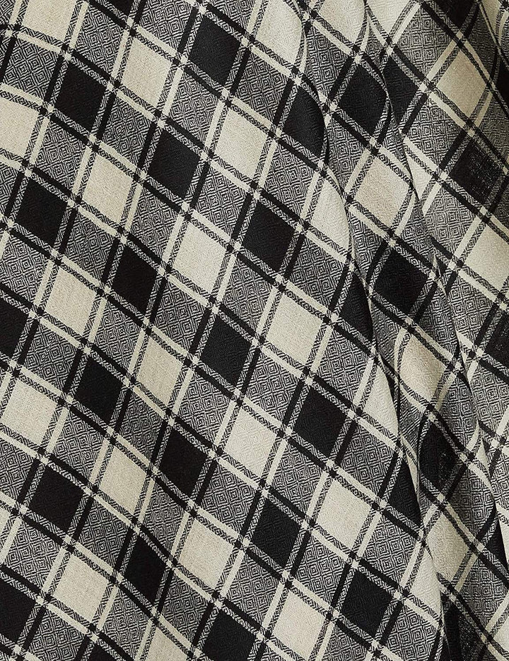 Pashtush India 100x200 Pashtush Womens Check Shawl, Ultra Soft and Warm, Fine Wool, Beige and Black