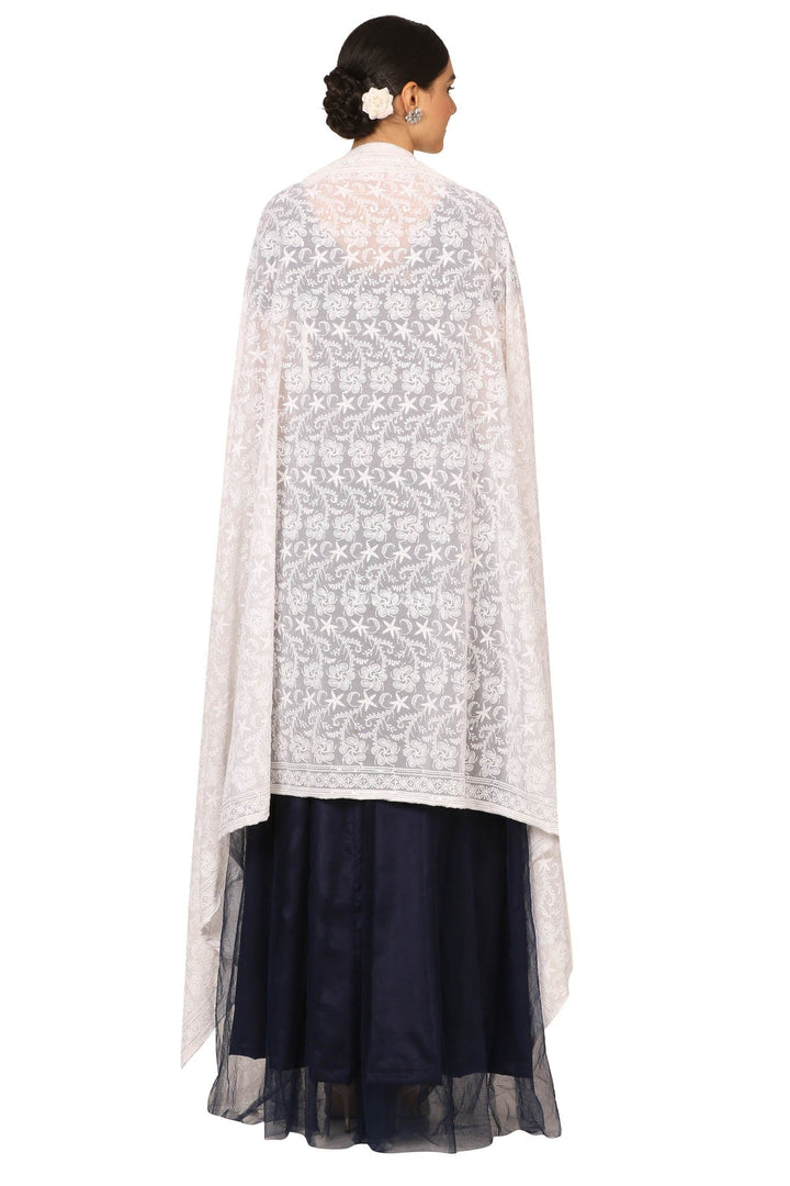 Pashtush India Womens Dupatta Pashtush Womens Chiffon Dupatta With Embrodiery - White